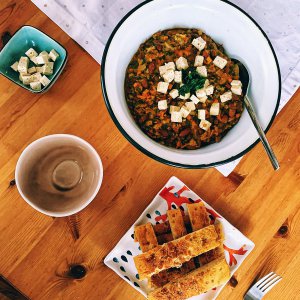 Griech. Bohnen m. Chili-Focaccia