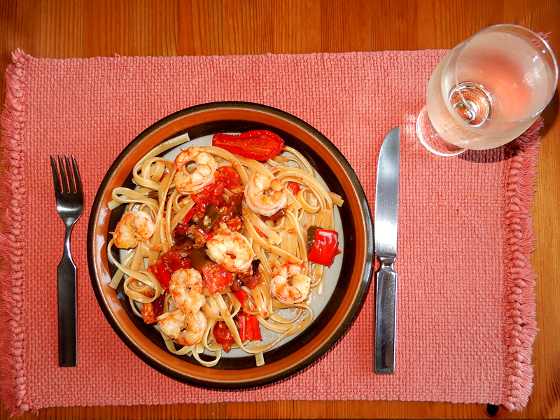 Shrimps auf Fettucine