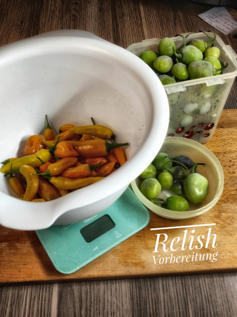 Vorbereitung Grünes Rocoto Relish